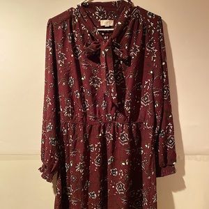 Loft Floral Tie Neck Blouse